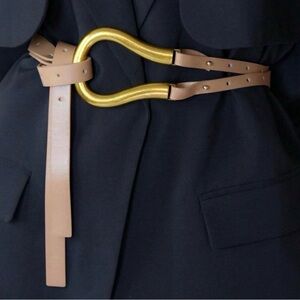 Luxe Vegan Leather Tan and Gold Wrap Belt